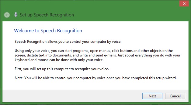 set up speech recognition voice navigation win8 windows 8.1