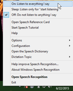 win8 speech recognition menu