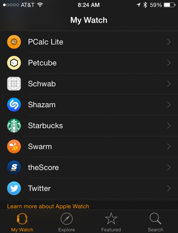 list of apple watch enabled apps on iphone 5 5s 
