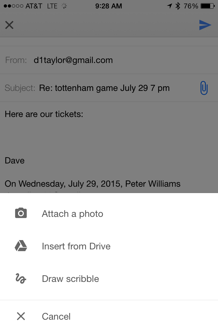 attach a photo or document to a gmail message apple iphone 