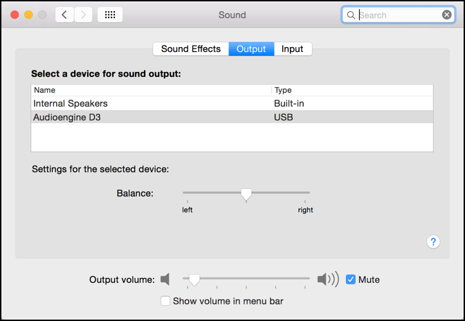 mac os x system sound audio output options