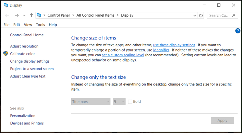 change text size windows 10 win10