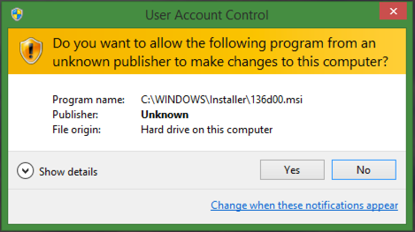 give permission for program to change microsoft windows 8