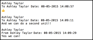sms text messages exported as text