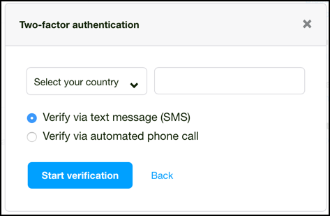 enter cellphone cell phone number 2-step 2-factor authentication kickstarter