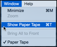 window menu show paper tape calculator app mac