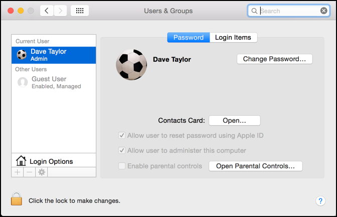 users and groups system preference pane window mac os x