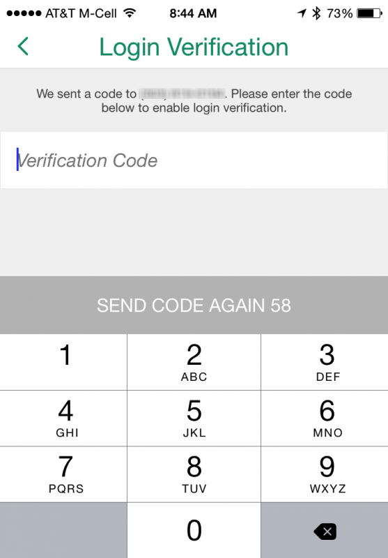 enter cellphone number for verification code snapchat login verification