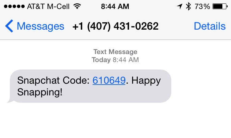secret text code message received from snapchat