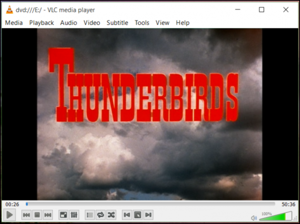 Thunderbirds are GO with VLC Player DVD player media wmp in windows 10