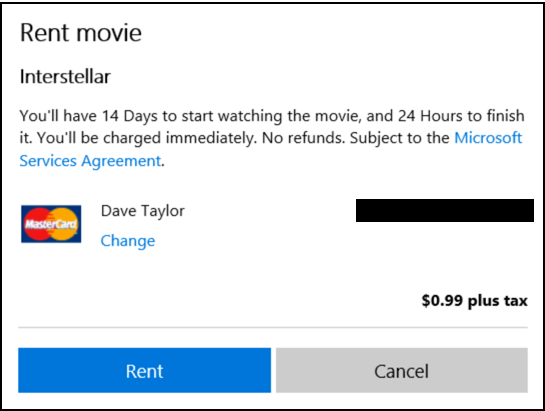 ready to rent a movie film win10 store
