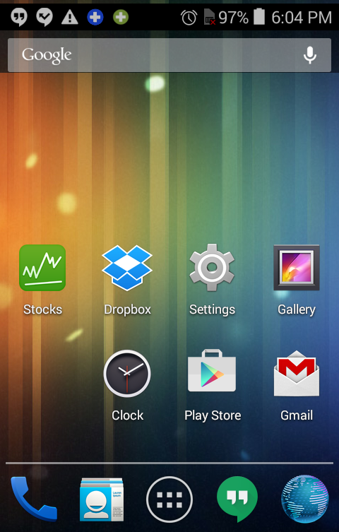 android home screen with clock icon app