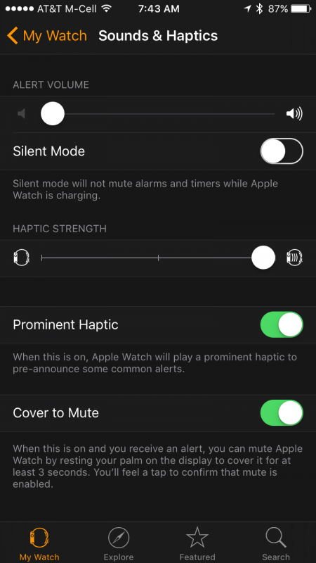 apple watch settings
