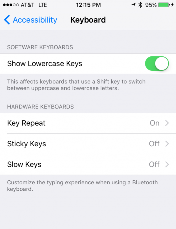 settings > general > accessibility > keyboard settings disable lowercase keyboard