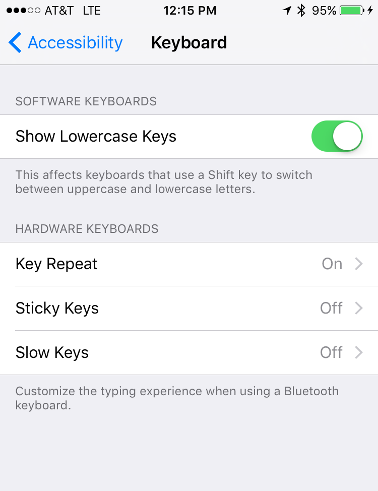 Disable upper/lower case keyboard on iPhone or iPad (iOS9)? Ask Dave