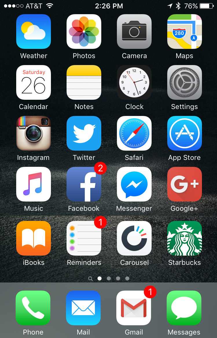 iphone 6s home screen ios9