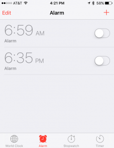 alarm screen on apple iphone ios ios9 clock app