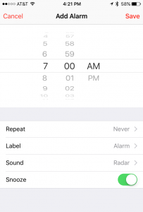 set a new wake up alarm clock app iphone ios ios9