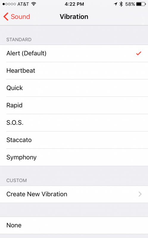vibration options iphone clock app