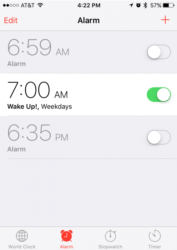 repeating, custom alarm set in ios ios9 apple iphone clock app
