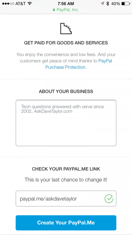 paypal.me enter business description apple iphone 6 plus