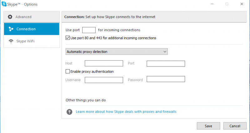 skype connection options when not logged in win10 windows 10