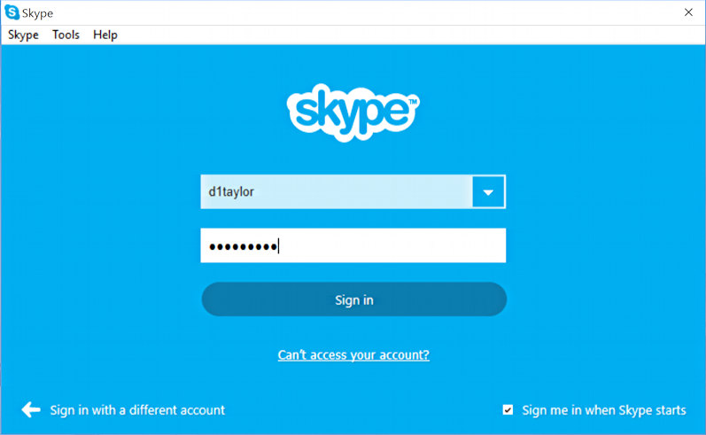 log in to skype win10