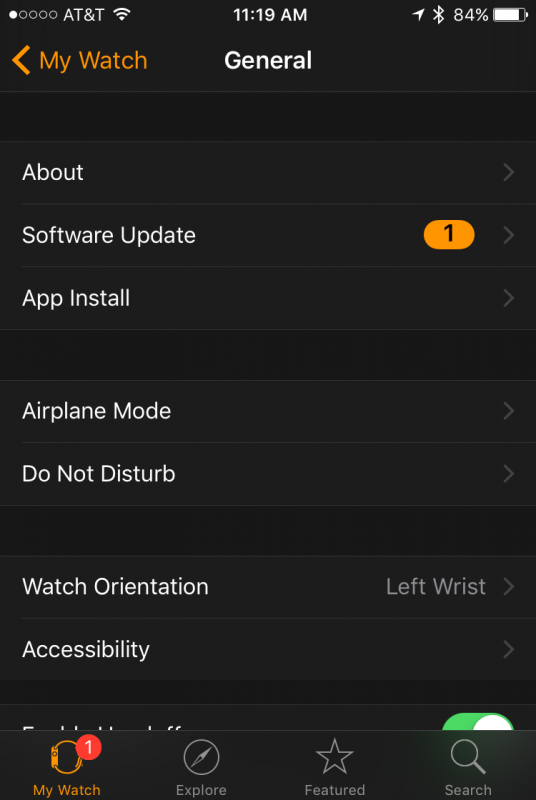 Software update available apple watch os