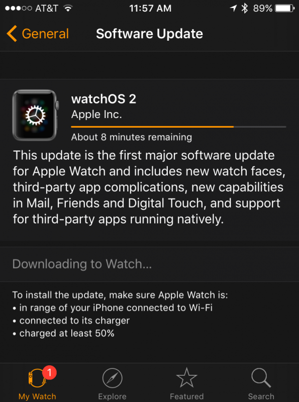 watchos update available to download and install
