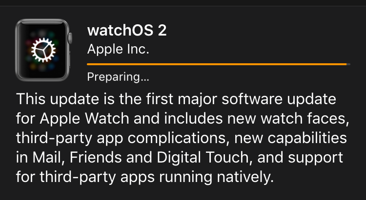 preparing to update watchos