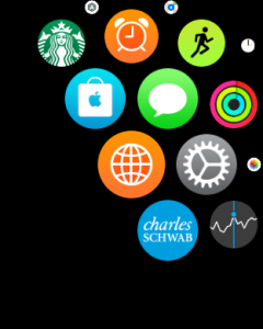 orange globe icon on apple watch sport edition = world clock app