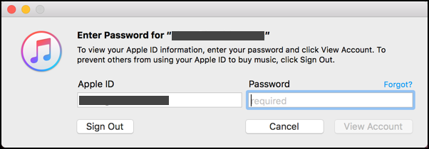confirm apple itunes account password