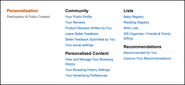 amazon.com account settings preferences privacy