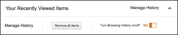 manage history amazon.com disable turn off search history