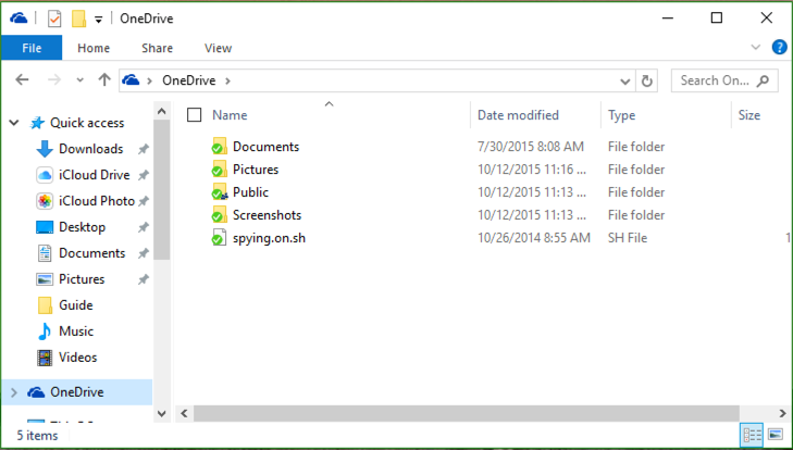 onedrive file and folders