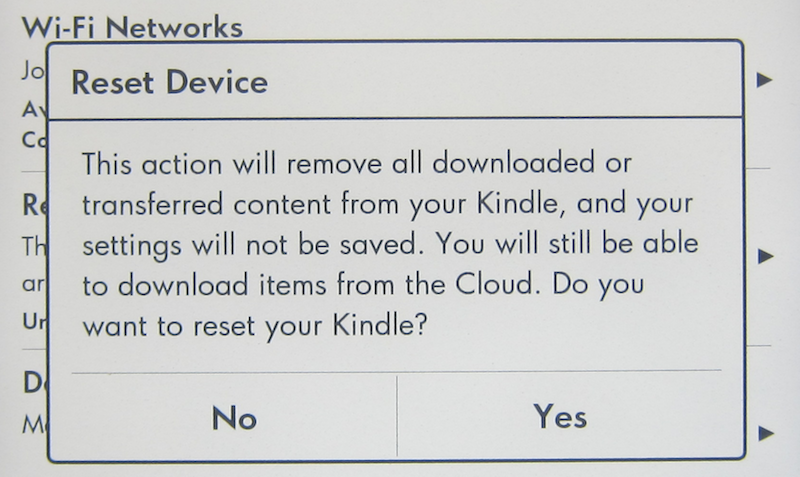 are you sure you want to reset your kindle kindleos