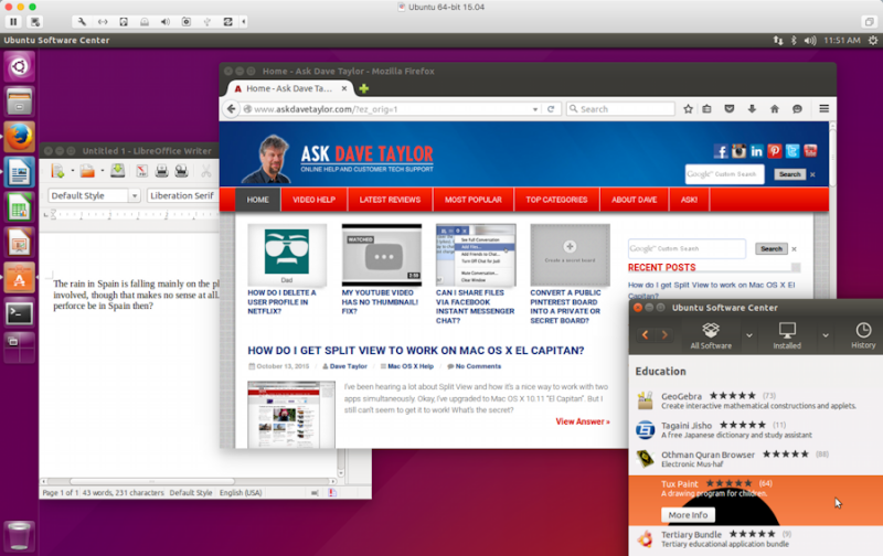 ubuntu linux with unity wm in vmware fusion on apple mac os x