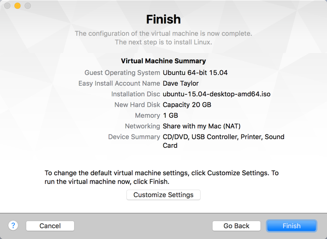 finish ready to install linux mac os x macbook