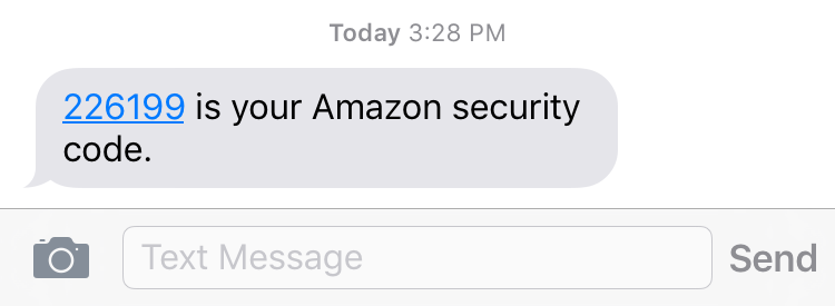 amazon 2-step secret pin code received imessage apple iphone