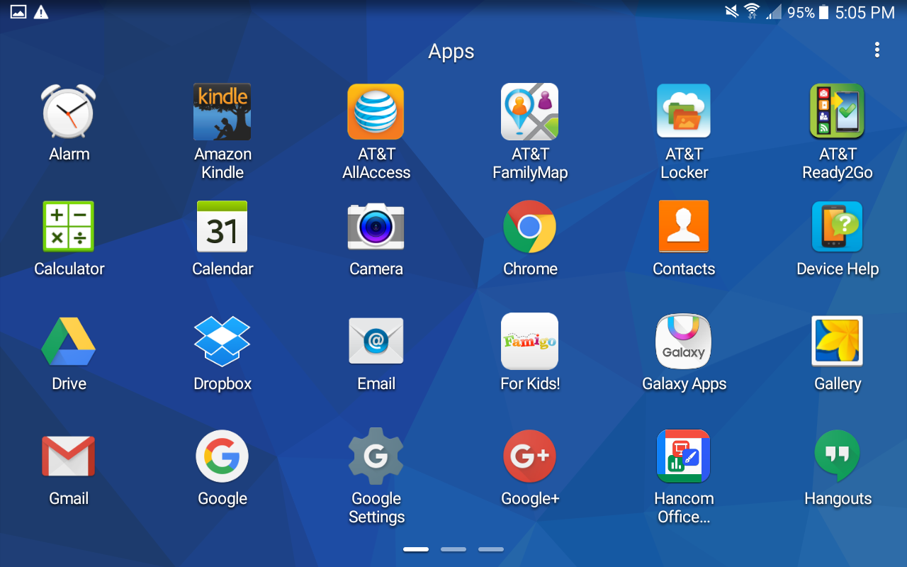 app screen, android on a galaxy tab 8 tablet
