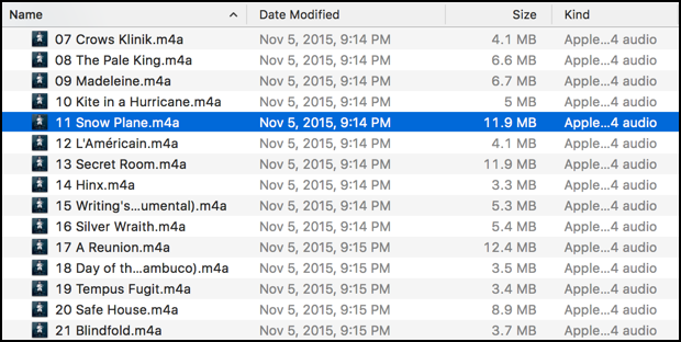itunes music, shown in the mac os x finder