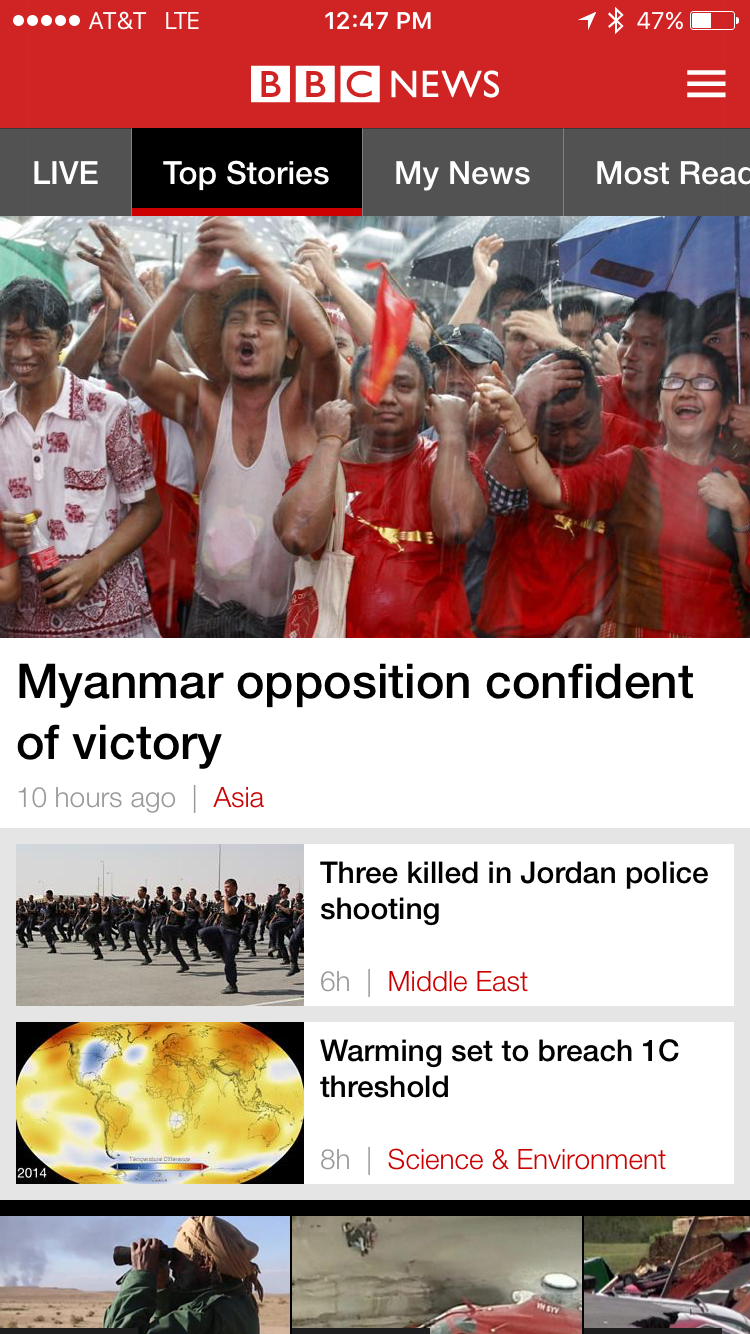 bbc news app on the apple iphone 5 6 6s plus