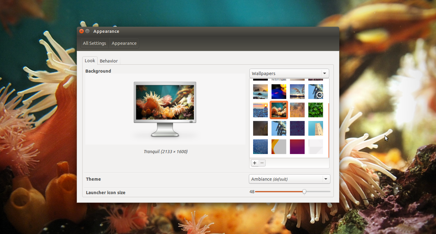 preview behind new ubuntu linux desktop picture wallpaper