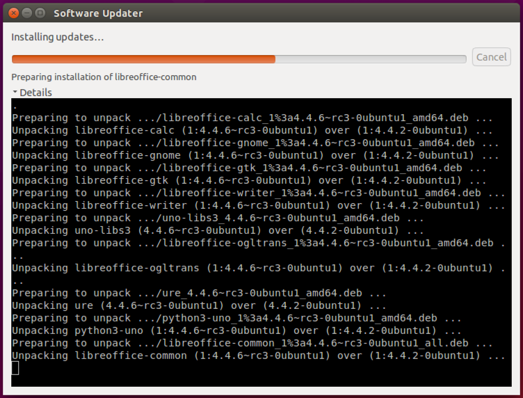 ubuntu software being updated, detail