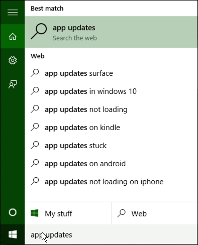 search for app updates in win10 windows 10