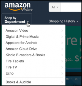 shop by department menu, amazon.com