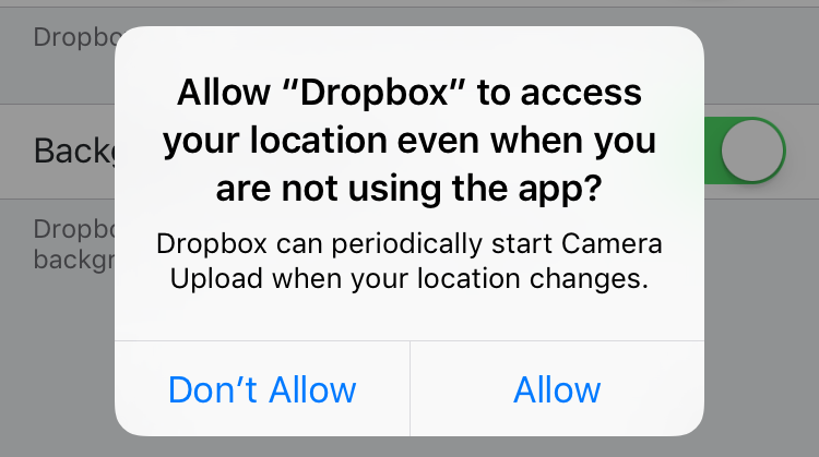 allow dropbox to access your location?