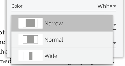 change margins, kindle app