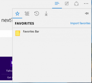 favorites menu, microsoft edge browser