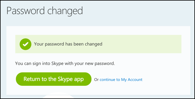skype password changed